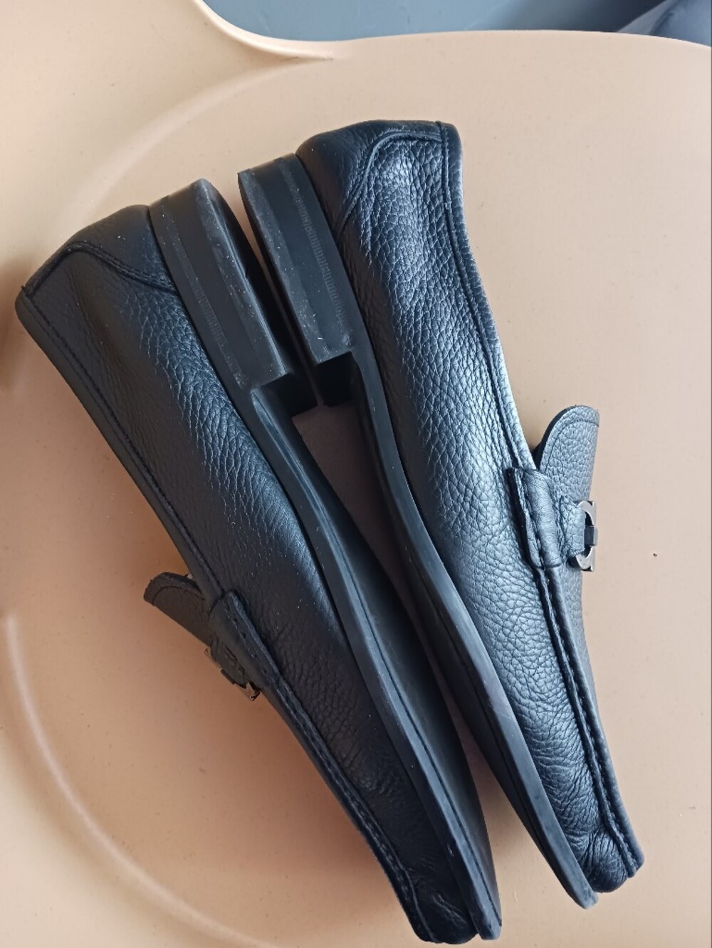 Salvatore Ferragamo Grandioso Grained Calfskin Gancini Loafers Size 11.5 - Picture 12 of 15